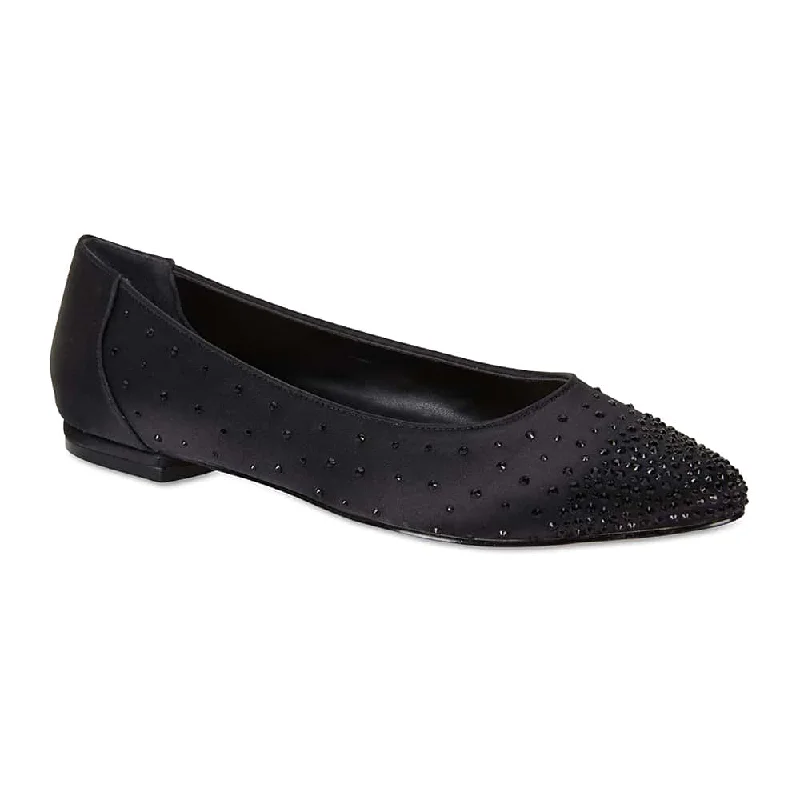 Glimmer Flat in Black Satin