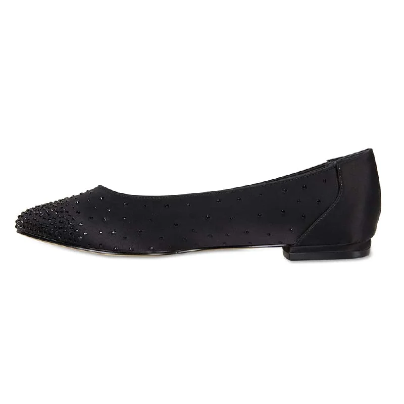 Glimmer Flat in Black Satin