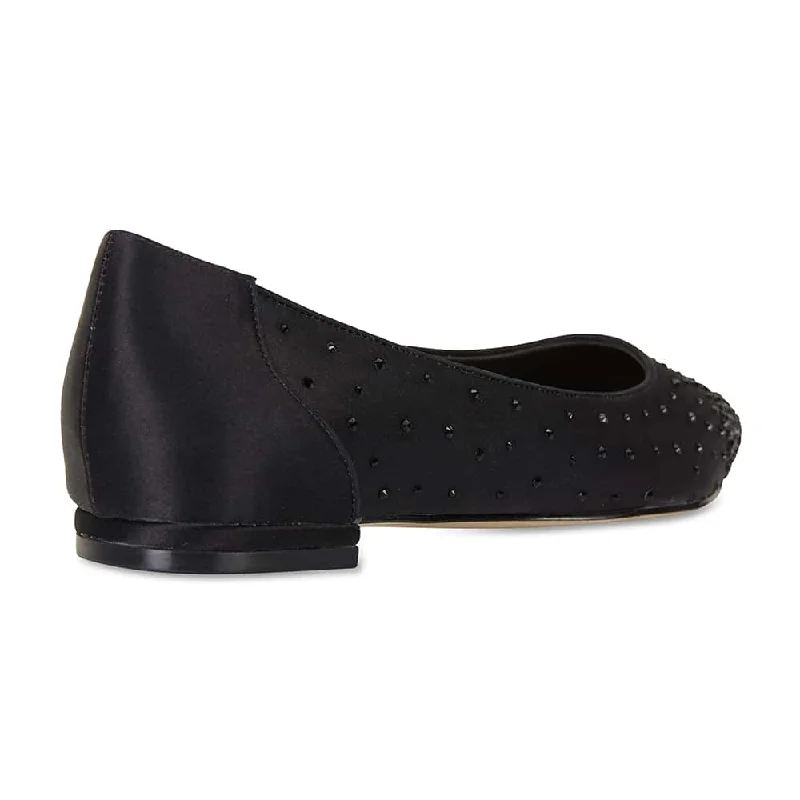 Glimmer Flat in Black Satin