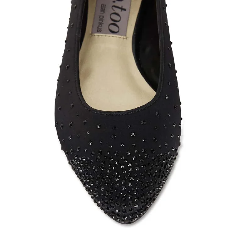 Glimmer Flat in Black Satin