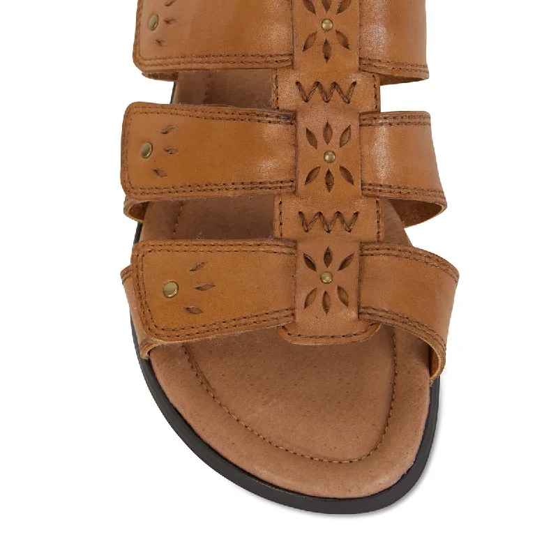 Pamela Sandal in Cognac Leather