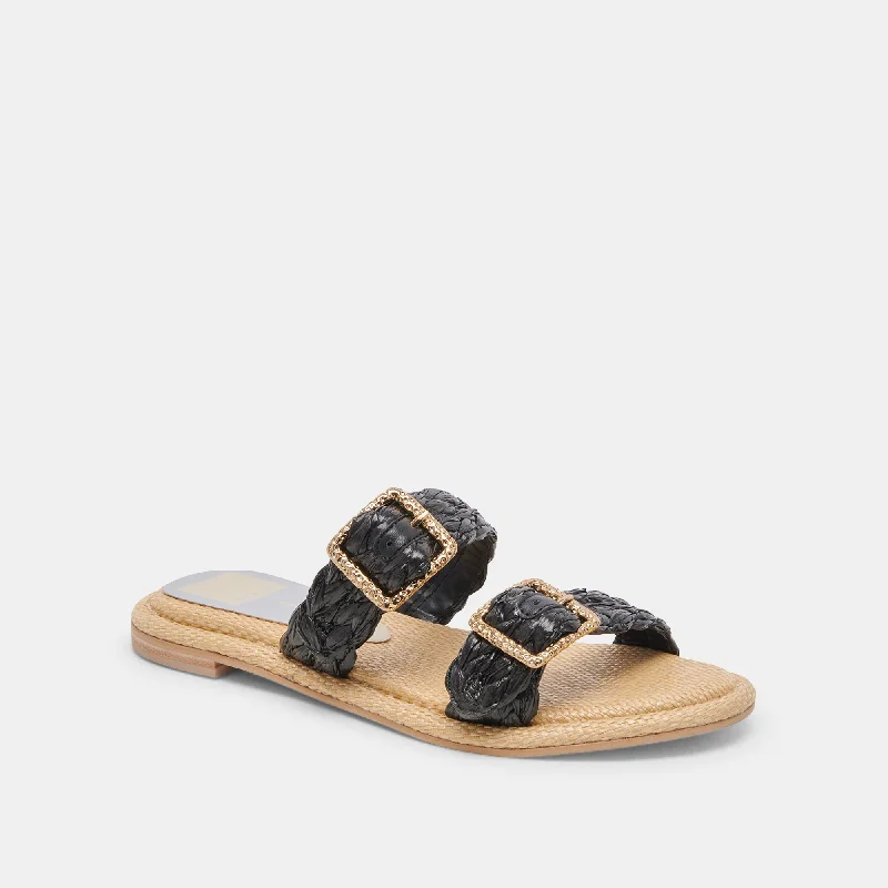 ALAINA SANDALS ONYX RAFFIA