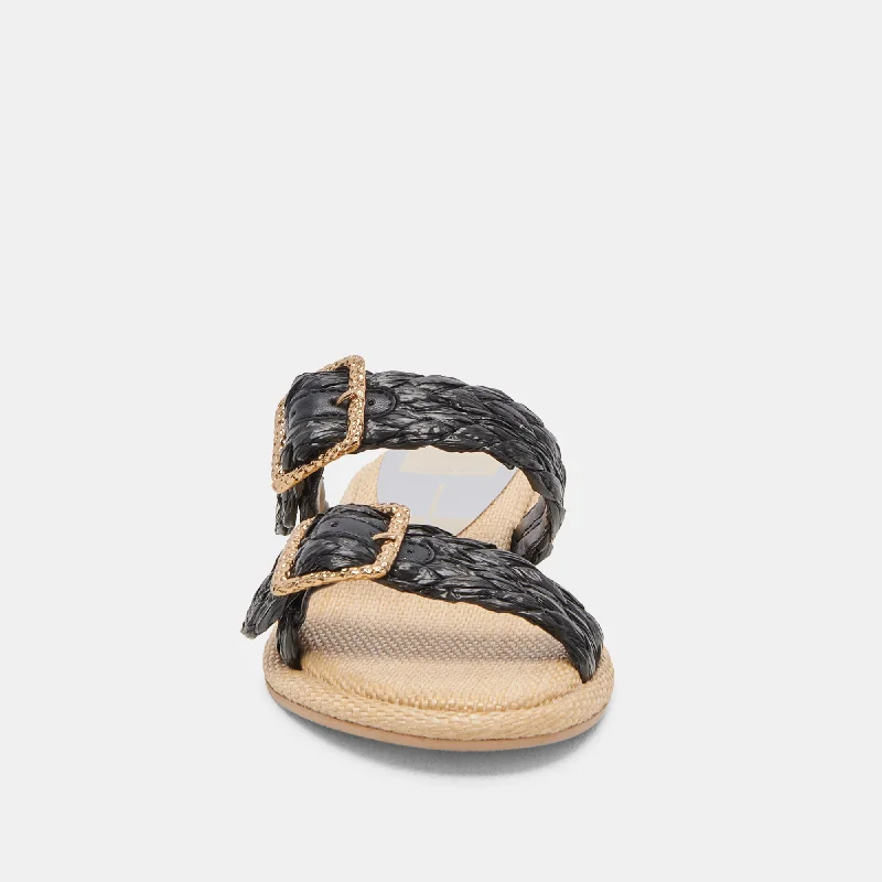 ALAINA SANDALS ONYX RAFFIA