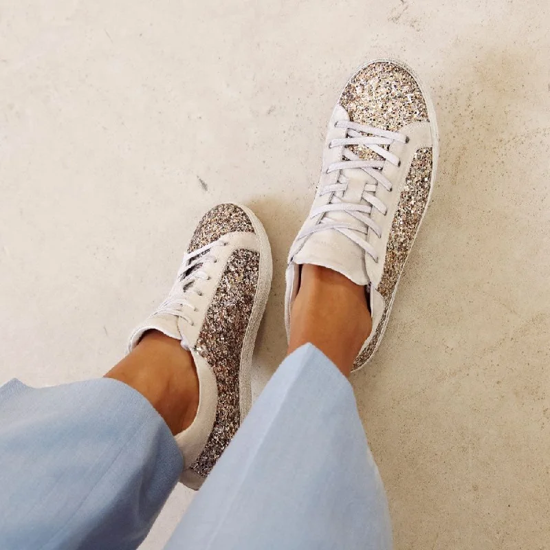 Cru: Multi Silver Glitter Trainers