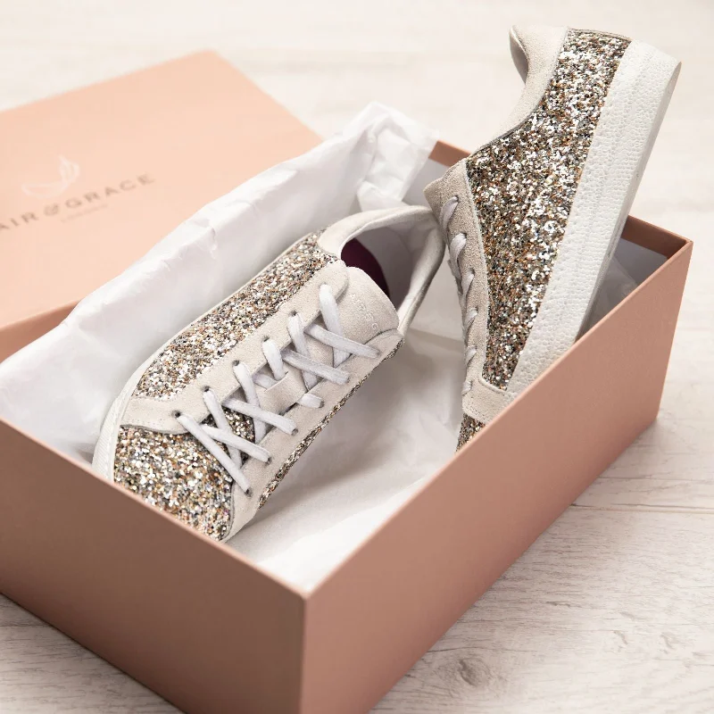 Cru: Multi Silver Glitter Trainers