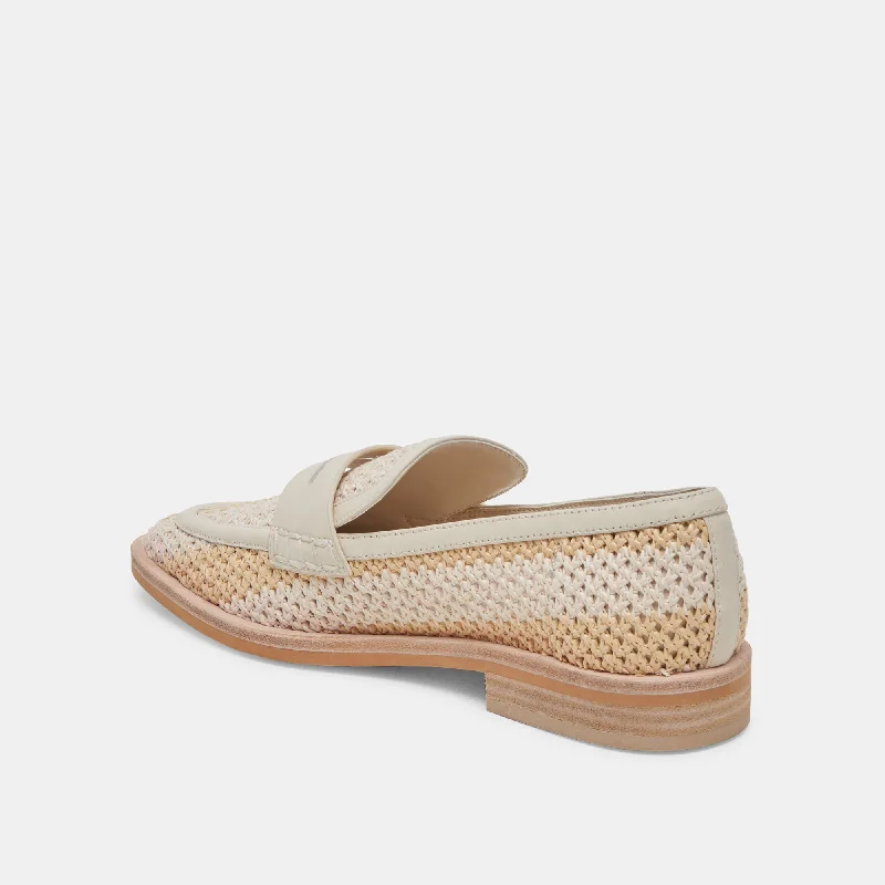 HALLEY FLATS IVORY MULTI RAFFIA