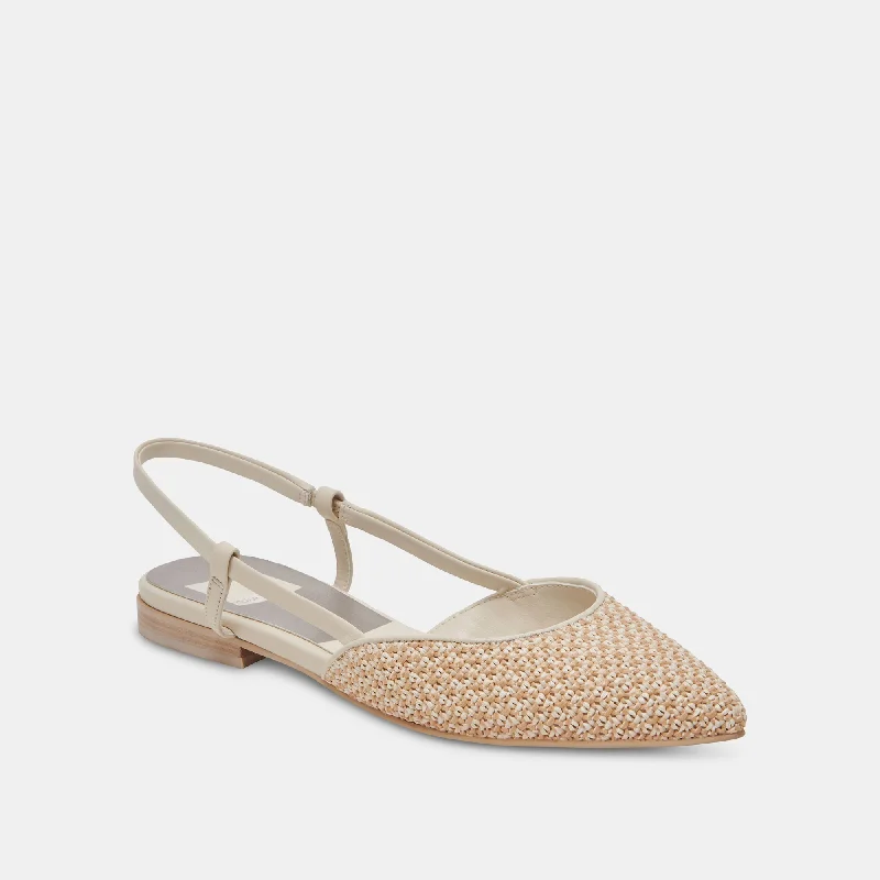 NARAH FLATS WHITE NATURAL RAFFIA