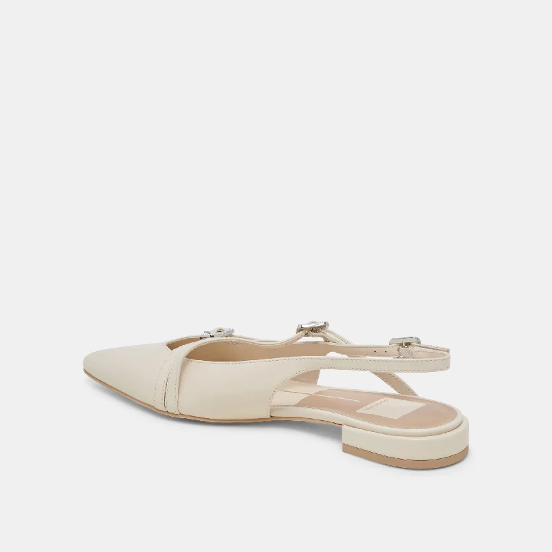 PAMLA PEARL FLATS IVORY CRINKLE PATENT