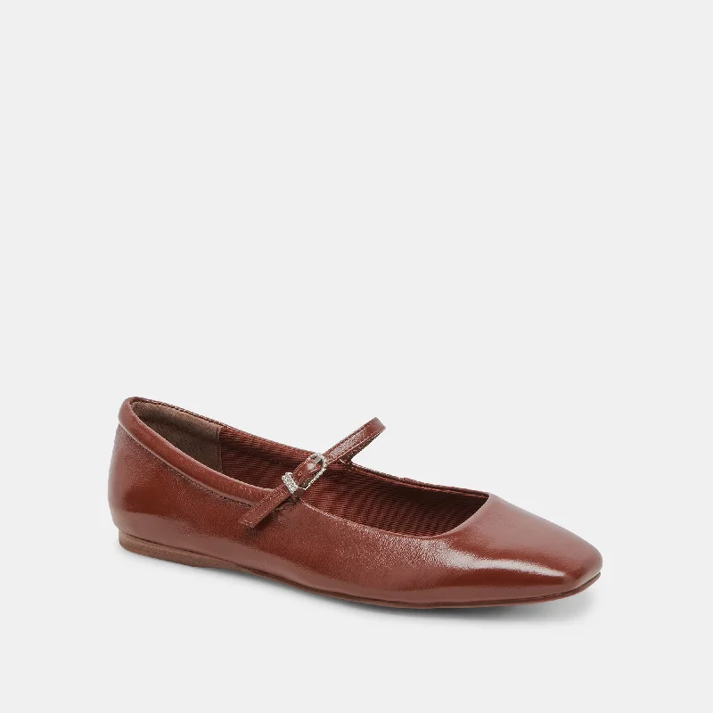 REYES BALLET FLATS BROWN CRINKLE PATENT