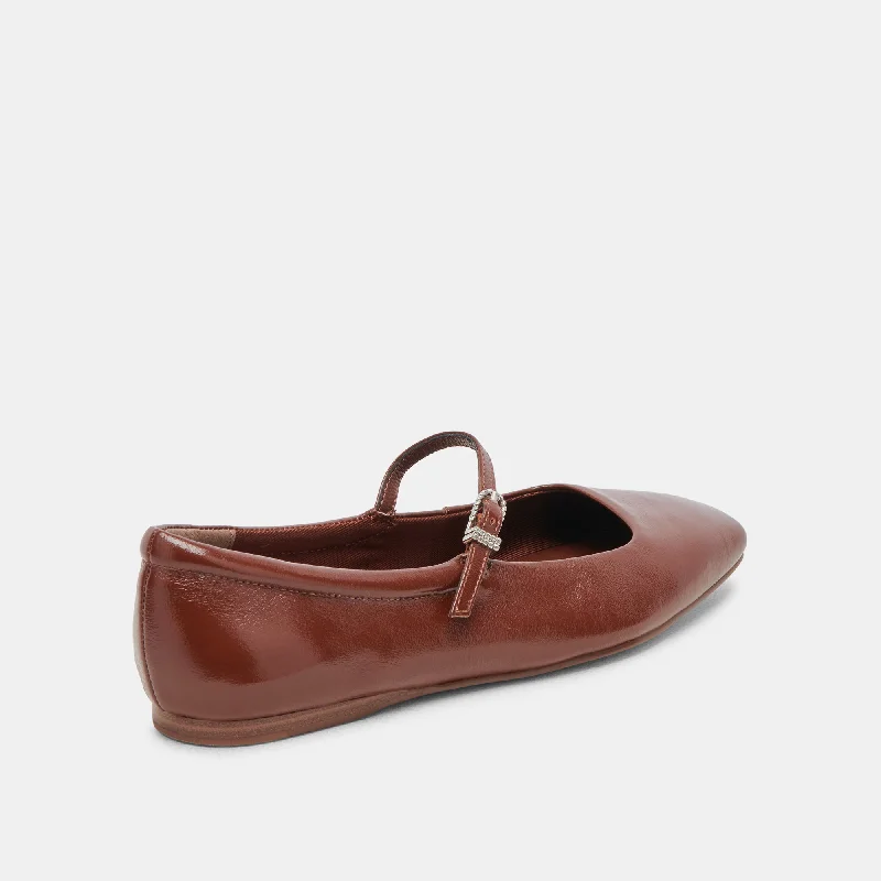 REYES BALLET FLATS BROWN CRINKLE PATENT