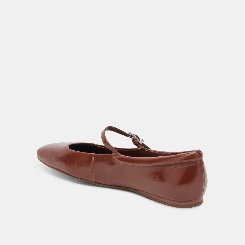 REYES BALLET FLATS BROWN CRINKLE PATENT