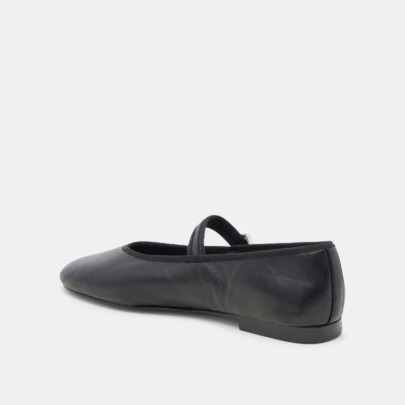 ROSLYN BALLET FLATS BLACK LEATHER