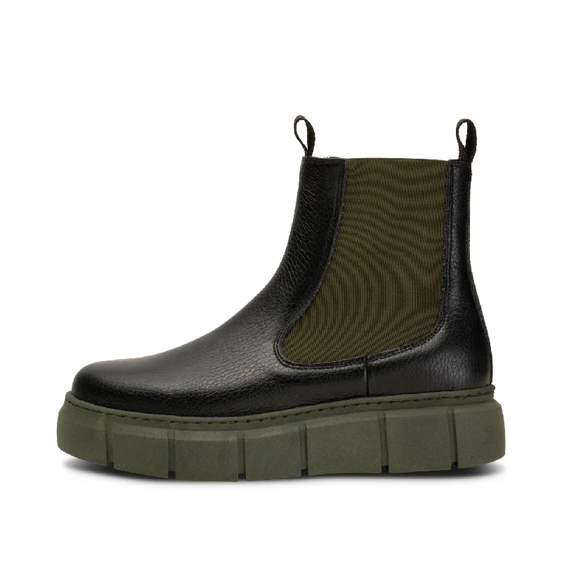 Tove chelsea boot leather - BLACK/KHAKI