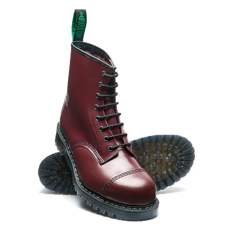 Cherry Red Hi-Shine 8 Eye Steel Toe Derby Boot